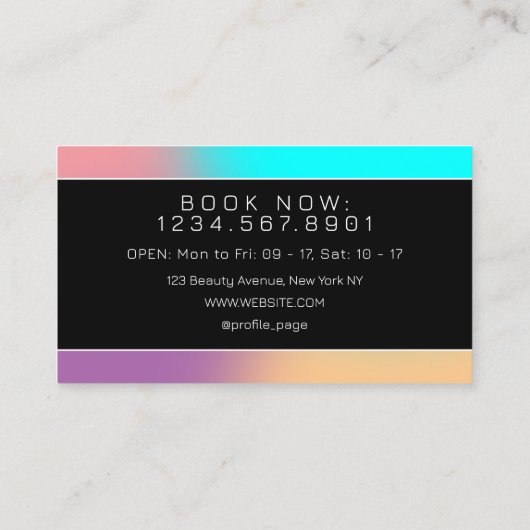 Futuristische gradiënt kleurrijk monogram visitekaartje (Achterkant)