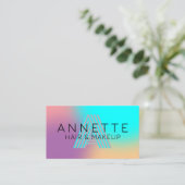 Futuristische gradiënt kleurrijk monogram visitekaartje (Staand voorkant)