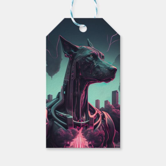 Futuristische Grote Deen De Robotische Vennootscha Cadeaulabel (Voorkant)