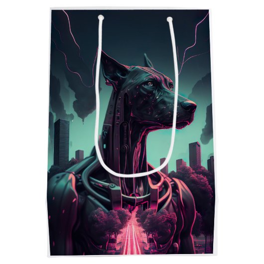 Futuristische Grote Deen De Robotische Vennootscha Medium Cadeauzakje (Achterkant)