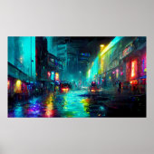 Futuristische grote stad abstract landschap poster (Voorkant)