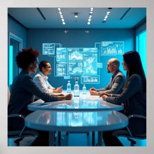 Futuristische Holografische Conferentie AI Poster