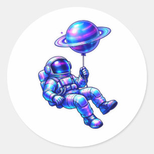 Futuristische holografische ruimte astronaut stick ronde sticker