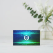 Futuristische horizon Blue en groene lichte textuu Visitekaartje (Staand voorkant)