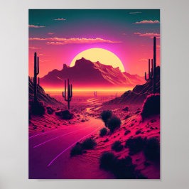 Futuristische horizonten: een Synthwave Mountain S Poster