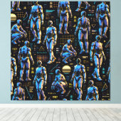 Futuristische humanoïde robotkunst | AI Android Sc Canvas Afdruk (Insitu (Houten vloer))