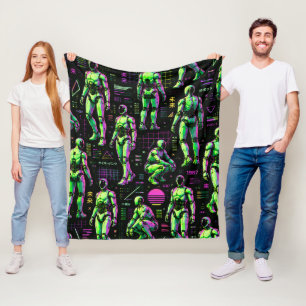 Futuristische humanoïde robotkunst AI Android Sc Fleece Deken