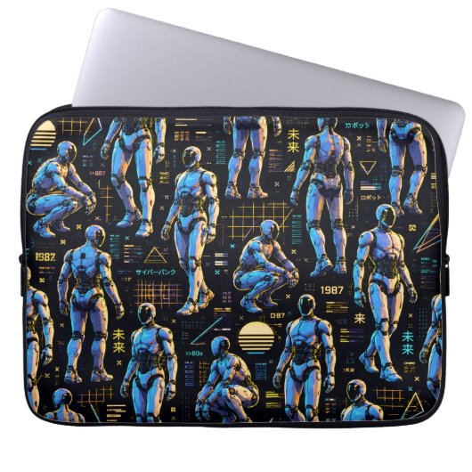 Futuristische humanoïde robotkunst | AI Android Sc Laptop Sleeve (Voorkant)