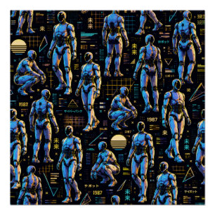 Futuristische humanoïde robotkunst AI Android Sc Perfect Poster