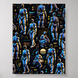 Futuristische humanoïde robotkunst AI Android Sc Poster