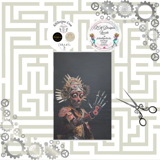 Futuristische Indiase Chief Robotic Decoupage Tissuepapier