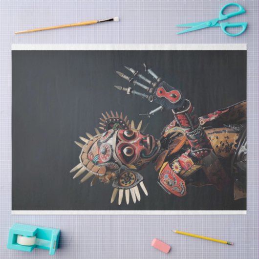 Futuristische Indiase Chief Robotic Decoupage Tissuepapier (Craft)