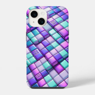 Futuristische Iridiserende Tech Grid-Telefoonhoes  iPhone 14 Hoesje
