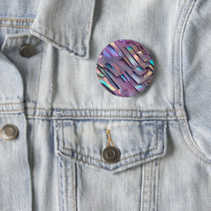 Futuristische iriserende/abstracte holografische ronde button 5,7 cm