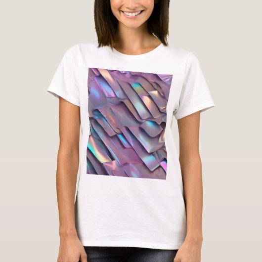 Futuristische iriserende/abstracte holografische t-shirt (Voorkant)
