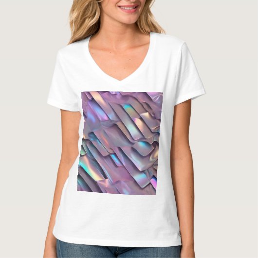 Futuristische iriserende/abstracte holografische t-shirt (Voorkant)