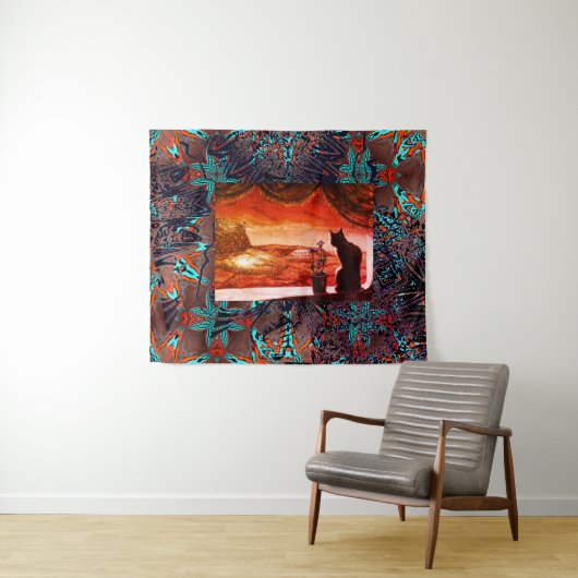 Futuristische kat op Mars Wandkleed (In Situ (horizontaal))