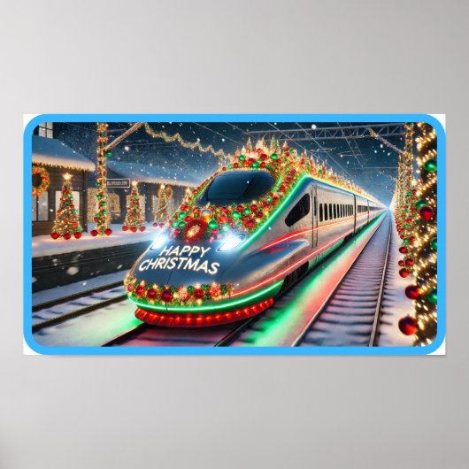 futuristische kersttrein poster (Voorkant)