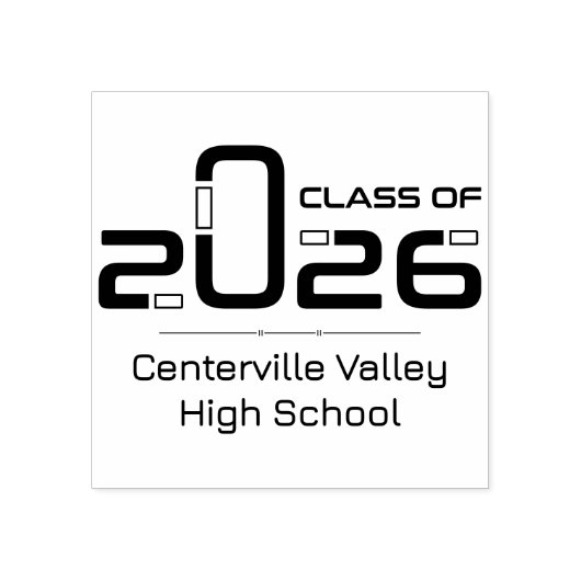 Futuristische klasse van 2026 rubberstempel (Afrduk)