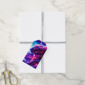 Futuristische Kosmische Neon Luipaard Cadeaulabel (Met Touw)