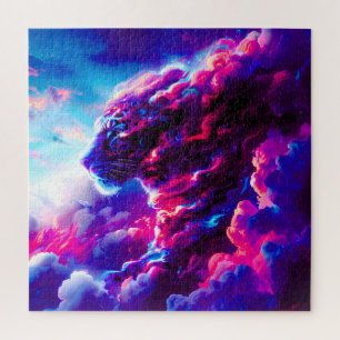 Futuristische Kosmische Neon Luipaard Legpuzzel