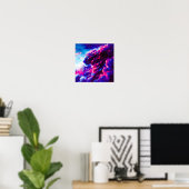 Futuristische Kosmische Neon Luipaard Poster (Thuiskantoor)