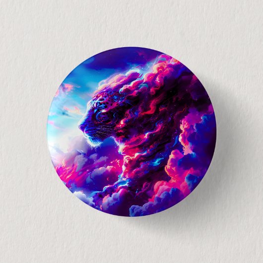 Futuristische Kosmische Neon Luipaard Ronde Button 3,2 Cm (Voorkant)