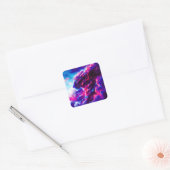 Futuristische Kosmische Neon Luipaard Vierkante Sticker (Envelop)