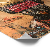 Futuristische krijgersmaskers in abstract graffiti poster (Hoek)