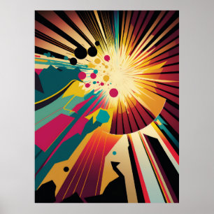 Futuristische kunst van de Aarde en de Zon Lijn Re Poster