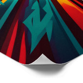 Futuristische kunst van de Aarde en de Zon Lijn Re Poster (Hoek)