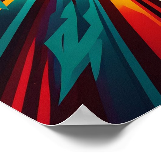 Futuristische kunst van de Aarde en de Zon Lijn Re Poster (Hoek)