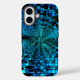 Futuristische matrix | Aangepaste blauwe pixels iPhone 16 Hoesje