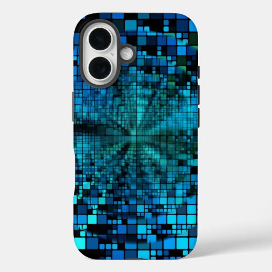 Futuristische matrix | Aangepaste blauwe pixels Case-Mate iPhone Case (Achterkant)