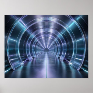 Futuristische Metal Tunnel Abstracte Wandkunst Poster