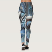 Futuristische Metallic Abstracte Vrouwen Leggings (Achterkant)
