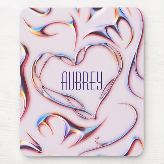 Futuristische Metallic Voeg naam toe Cyberpunk har Muismat (Voorkant)