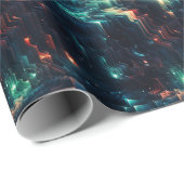 Futuristische Metropolis Aurora: 3D City Design Cadeaupapier (Rol Hoek)