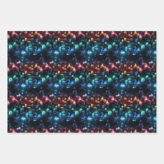 Futuristische Metropolis Aurora: 3D City Design Inpakpapier Vel (Voorkant 3)