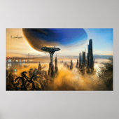 Futuristische metropolis op afstand poster (Voorkant)
