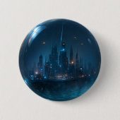 Futuristische Mini City in Glass Sphere Button (Voorkant)