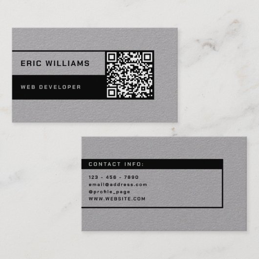Futuristische minimale stijl met QR-code Visitekaartje (Voorkant / Achterkant)