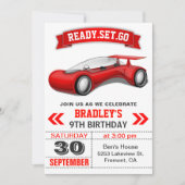 Futuristische moderne rode sportwagen verjaardagsf kaart (Voorkant)