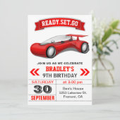 Futuristische moderne rode sportwagen verjaardagsf kaart (Staand voorkant)