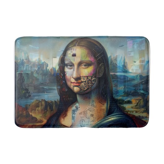 Futuristische Mona Lisa Badmat (Voorkant)