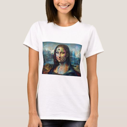 Futuristische Mona Lisa Dames T-Shirt (Voorkant)