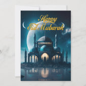 Futuristische moskee in het motorlicht feestdagenkaart (Voorkant)