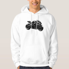 Futuristische motorfiets zwart-wit vector hoodie