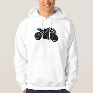 Futuristische motorfiets zwart-wit vector hoodie