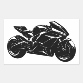 Futuristische motorfiets zwart-wit vector rechthoekige sticker